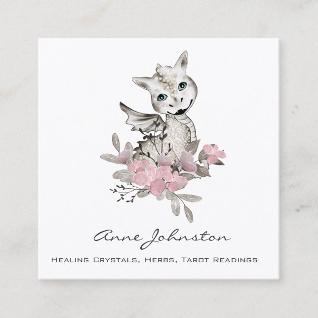 Magick Baby Dragon Affärskort Fyrkantigt Visitkort (Framsida)