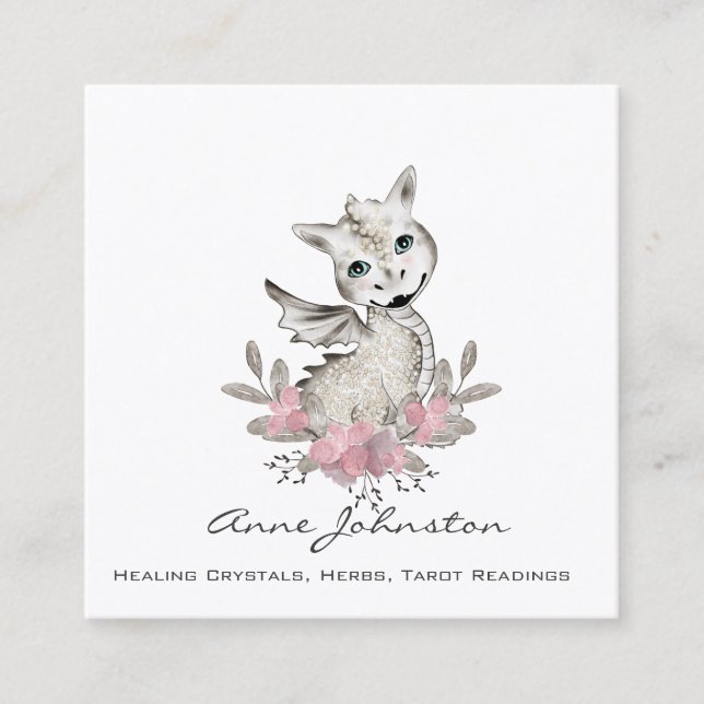 Magick Baby Dragon Affärskort Fyrkantigt Visitkort (Framsida)