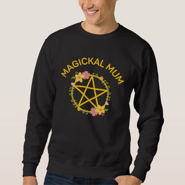Magickal Mum Midsummer Pentacle Wiccan Pagan Cheek Lång Ärmad Tröja (Framsida)
