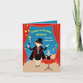 Magiker Flickshow Födelsedagsfest Inbjudan