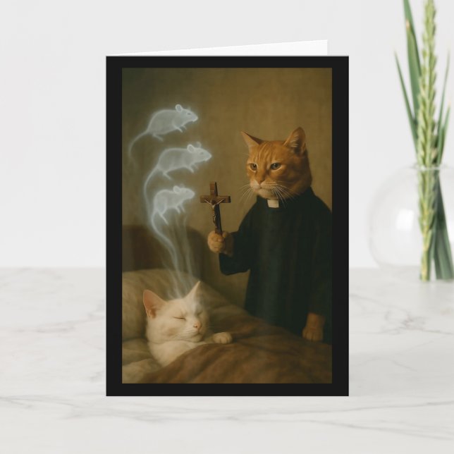 Magiker Katt Meme Katt Exorcism Mus Rolig Fantasy  Kort (Framsida)