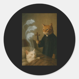 Magiker Katt Meme Katt Exorcism Mus Rolig Fantasy Runt Klistermärke