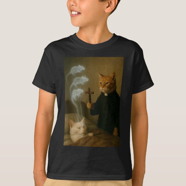 Magiker Katt Meme Katt Exorcism Mus Rollig Fantasy T Shirt (Framsida)