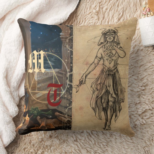 Magiker tarot alkemi elegant & monogram  kudde (Filt)
