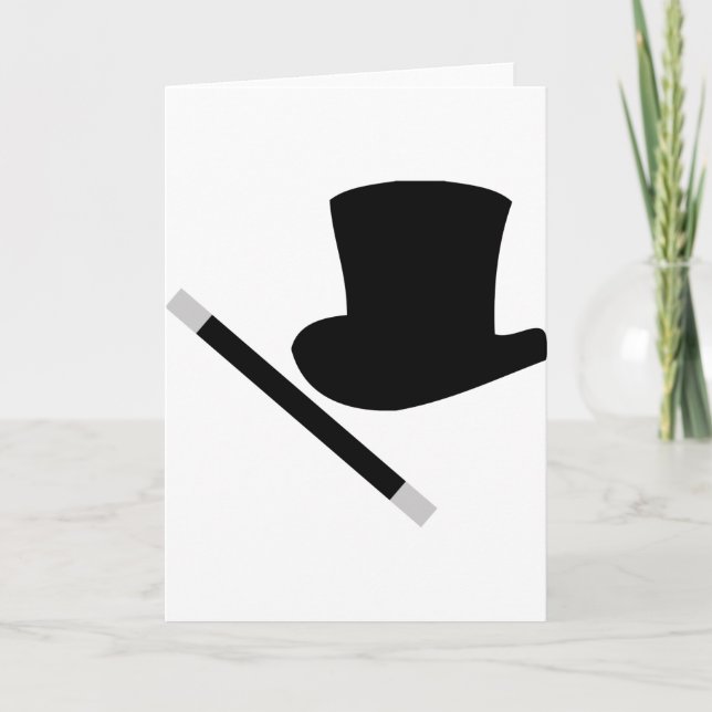magiker top hat och magiskt trollspö kort (Framsida)