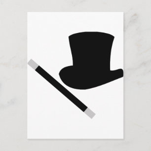 magiker top hat och magiskt trollspö vykort