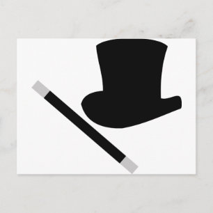 magiker top hat och magiskt trollspö vykort