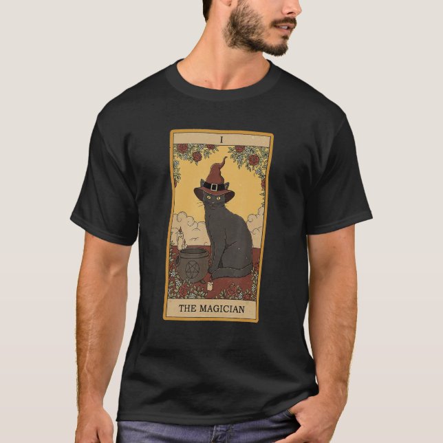 Magikern Klassisk Katt T Shirt (Framsida)