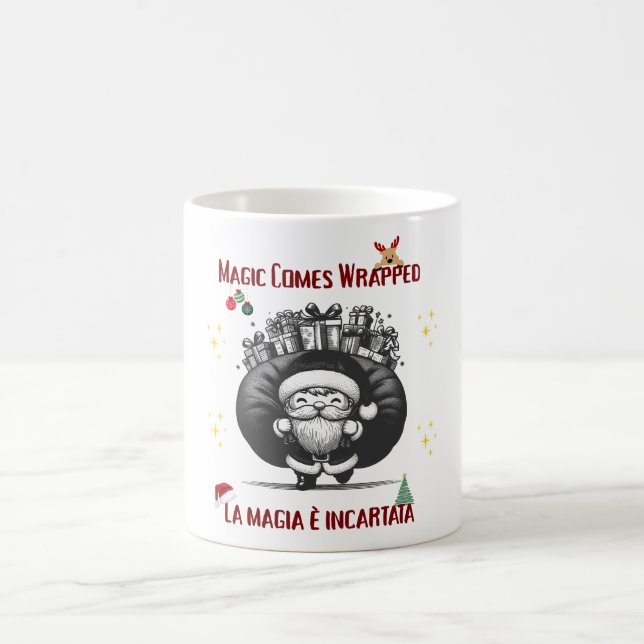 Magin Kommer Förpackad – Tvåspråkig Juldesign Kaffemugg (Center)