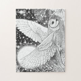 Magische Schnee-Eule im Flug Sternenhimmel Pussel