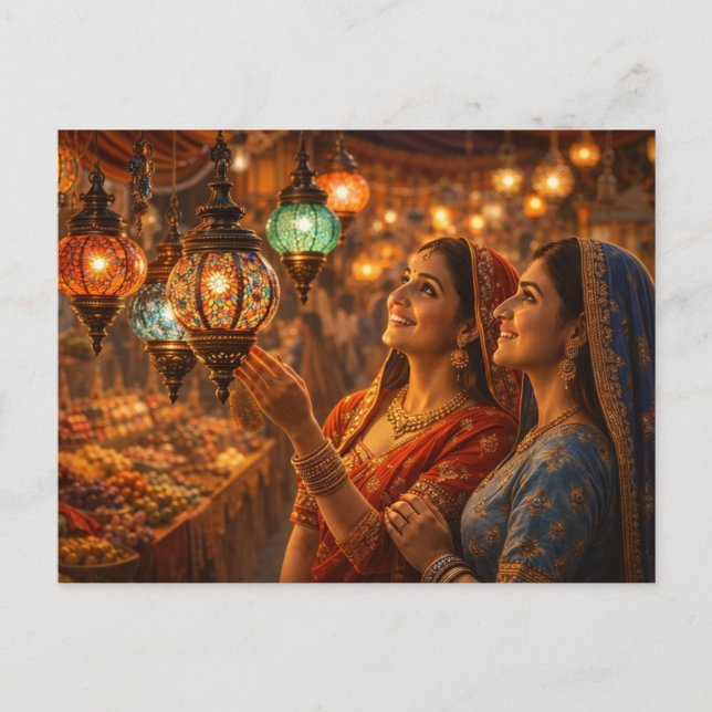 Magischer Indischer Lampenmarkt Vykort (Framsida)