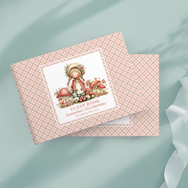Magisk Älv Floral Svamp Födelsedags Gästbok (Magical Fairy Floral Mushroom Birthday Guest Book)