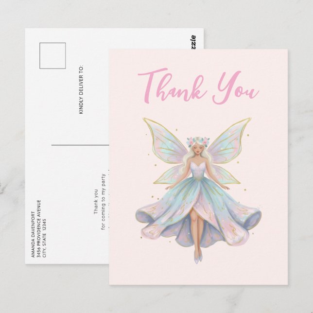 Magisk ängel Älv Pastellfärger Tack Vykort (Fram/baksida)