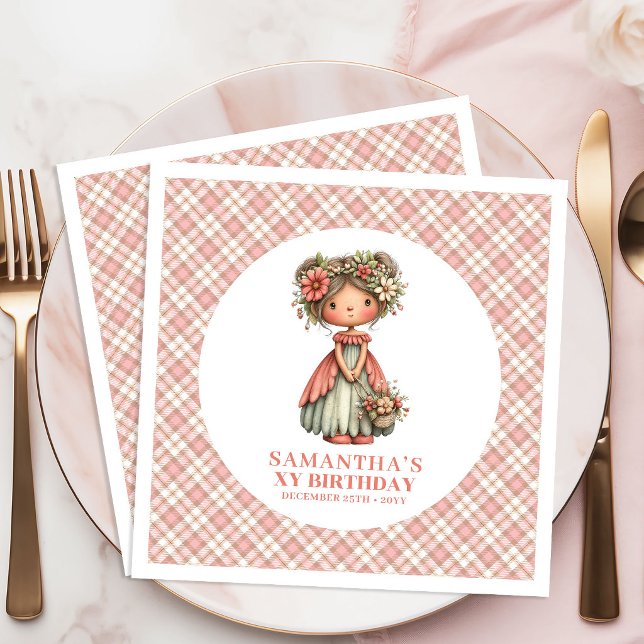Magisk Änglarosa Första Födelsedagsfest Servett (Magical Fairy Blush Pink 1st Birthday Party Napkins)