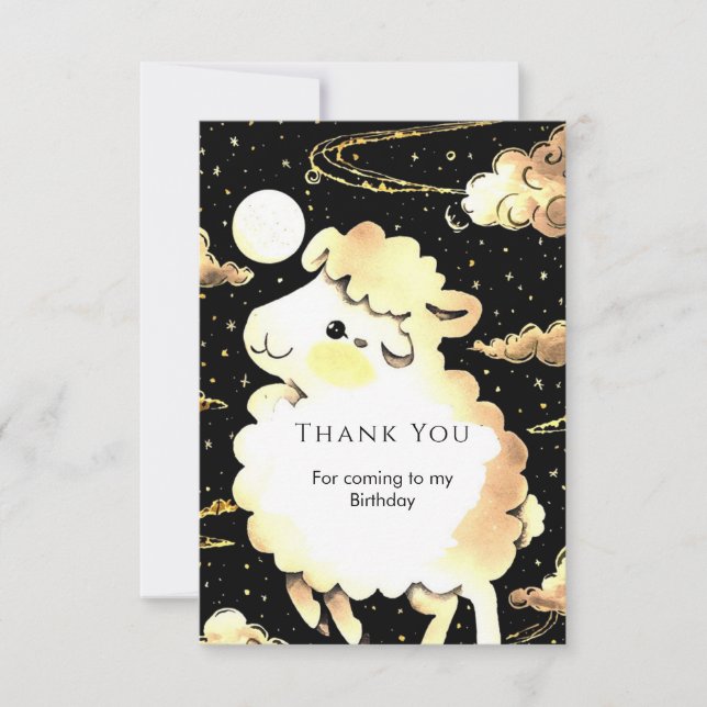 Magisk Anpassad Får Födelsedag Tack Kort (Framsida)
