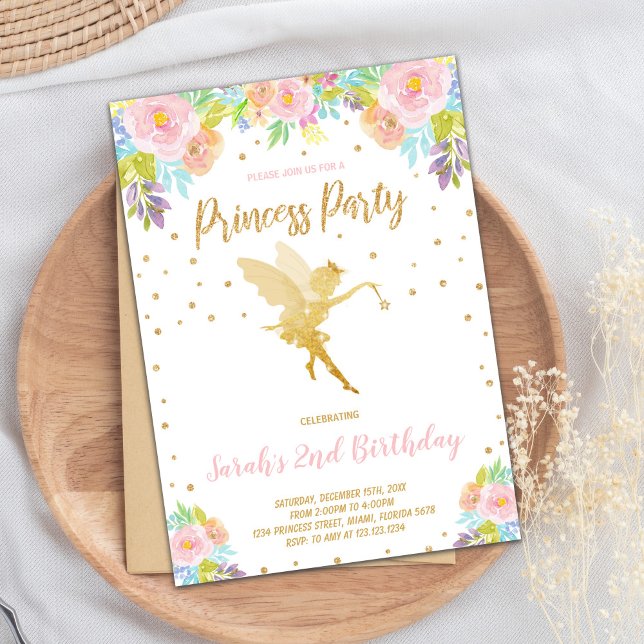 Magisk Anpassningsbar Party-kort för flickor Inbjudningar (Fairy Glitter Princess Birthday Invitations)