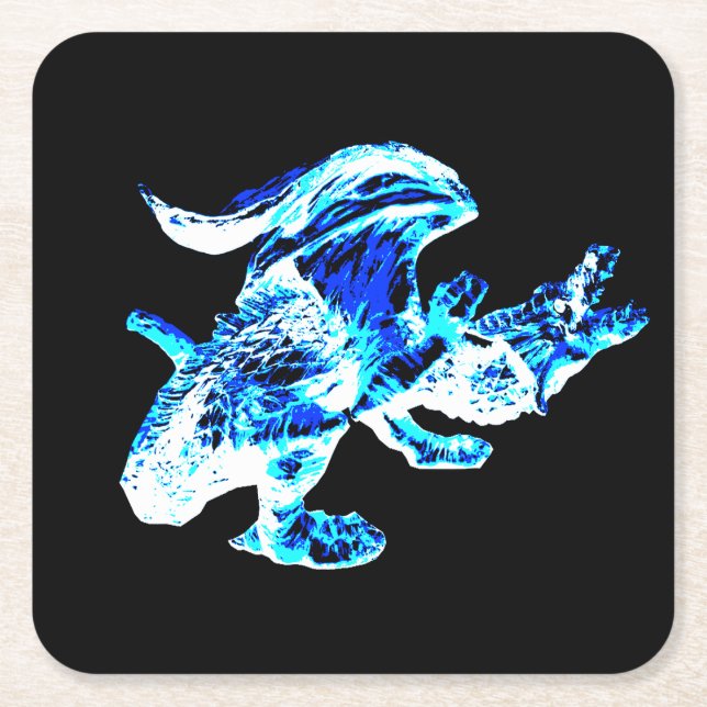 Magisk Arktisk Drakkonst Fantasy Spel Inspirerad Underlägg Papper Kvadrat (Framsidan)