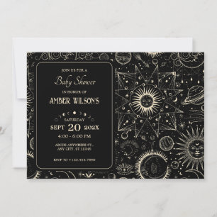 Magisk astrologi boho celestial babydusch inbjudningar