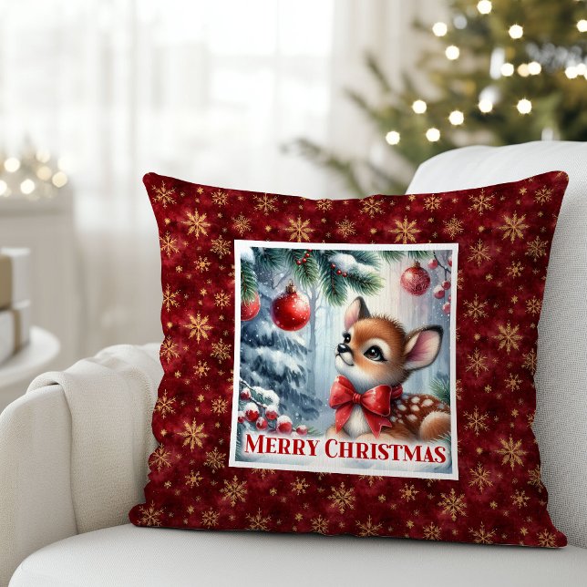Magisk Baby Fawn Mysig Vinter Barnkammar Dekoratio Kudde (Magical Baby Fawn Cozy Winter Kids Room Decor Christmas Pillow

)