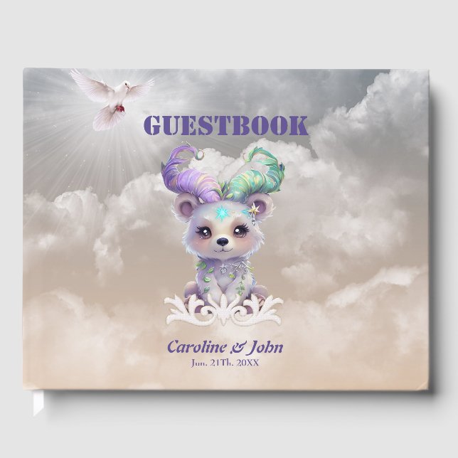 Magisk björn unge i pastel glitter. gästböcker (Framsida)