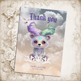 Magisk björn unge i pastel glitter. tack kort