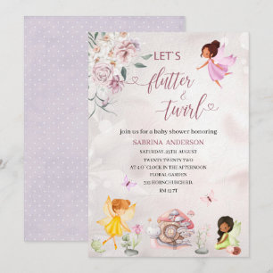 Magisk Blommande Fe- Prinsessa baby shower Inbjudningar