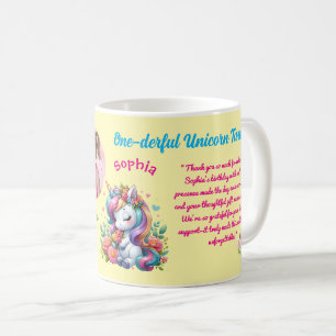 Magisk Blommig Enhörning Barnkalas Streckkod Favör Kaffemugg