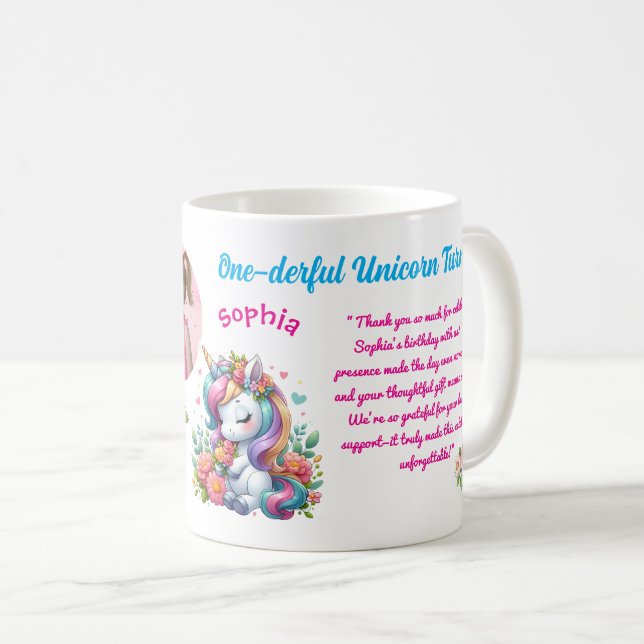 Magisk Blommig Enhörning Barnkalas Streckkod Förmå Kaffemugg (Framsida höger)