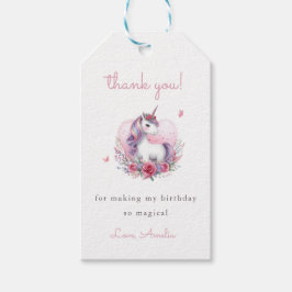 Magisk Blommig Enhörning Piano Tack Presentetikett