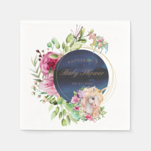 magisk blomster enhörning baby shower papper pappersservett