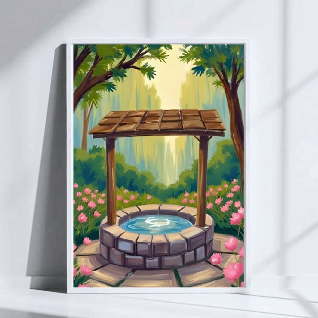 Magisk Blomster Skog Konst För Önskebrunn Poster (Skapare uppladdad)