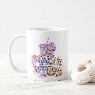 Magisk Boba-Te Chibi-Flicka - "Få Det Att Hända"  Kaffemugg