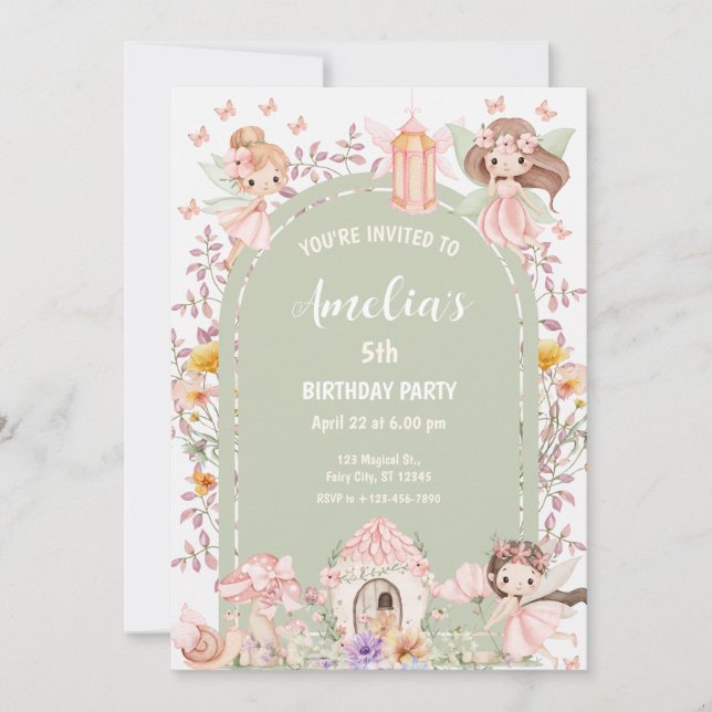 Magisk Boho Älvträdgård Vildblomma Inbjudningar (Framsida)