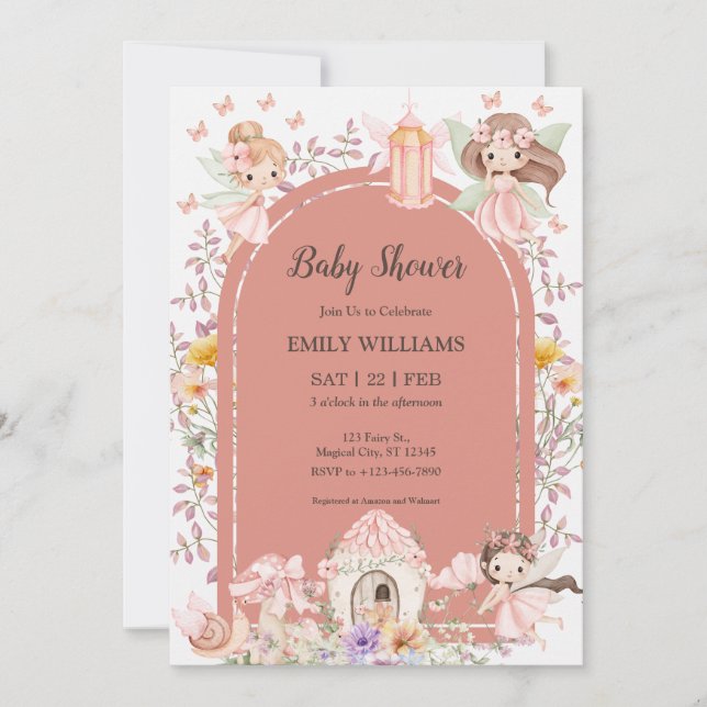 Magisk Boho Sagoträdgård Baby Shower Inbjudan (Framsida)