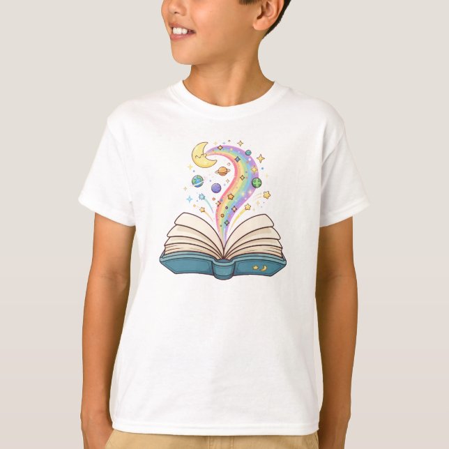 Magisk bok regnbåge - Söt läsning magi T Shirt (Framsida)