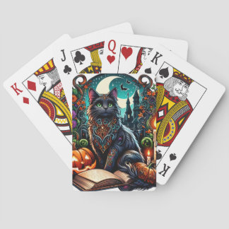 Magisk Bokslukande Svart Katt Casinokort