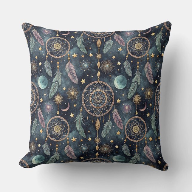 Magisk Celestial Drömfångare Stjärnklar Natt Mönst Kudde (Framsida)