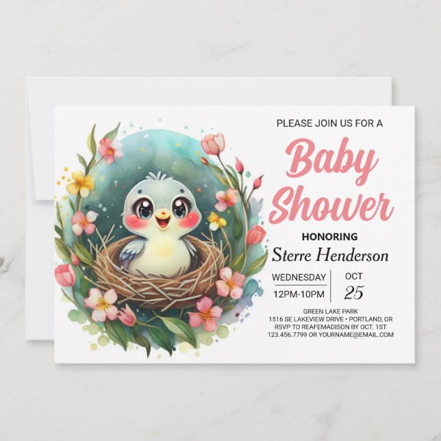 Magisk Chic Colibri Bird Baby Shower Inbjudningar (Framsida)