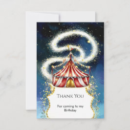 Magisk Cirkus Födelsedagsfirande Tack Kort