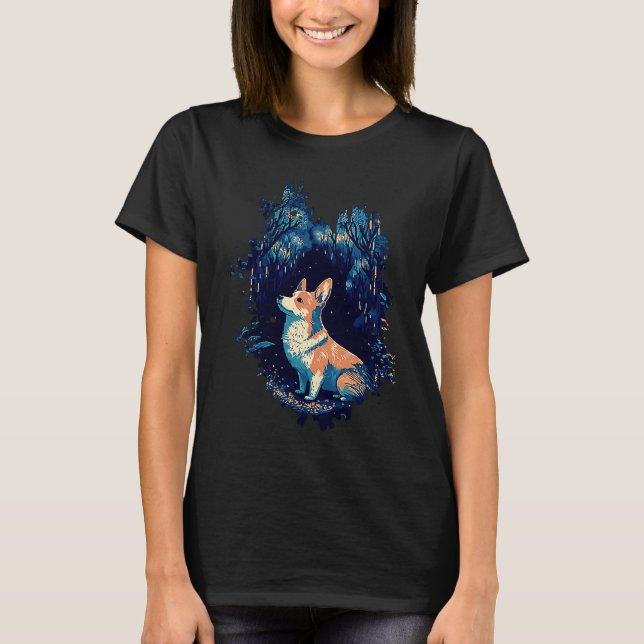 Magisk Corgi I Förtrollad Skog T Shirt (Framsida)