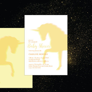 Magisk Dansande Gul Enhörning Baby Shower Inbjudningar