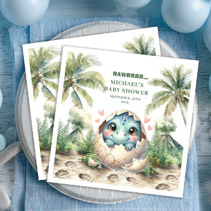 Magisk Dino Baby Shower Namnlös servett som snart 