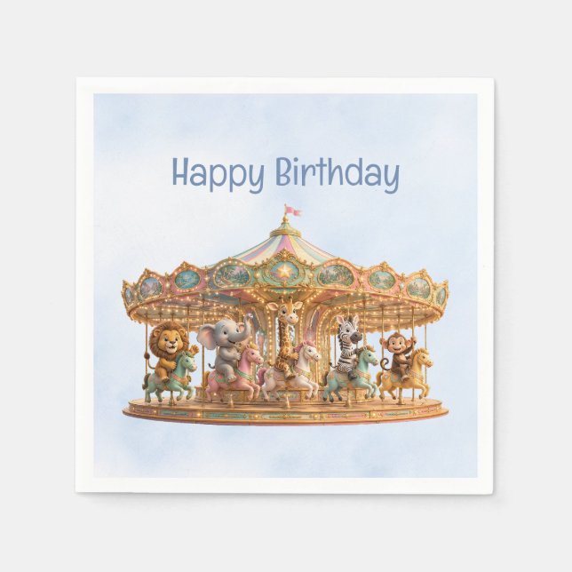 Magisk Djungel Merry Go Round Glad Födelsedag Pappersservett (Framsidan)