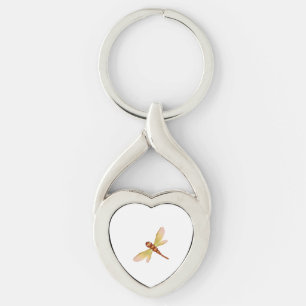 Magisk dragonfly gjord av kastanje och mapse twisted heart silverfärgad nyckelring