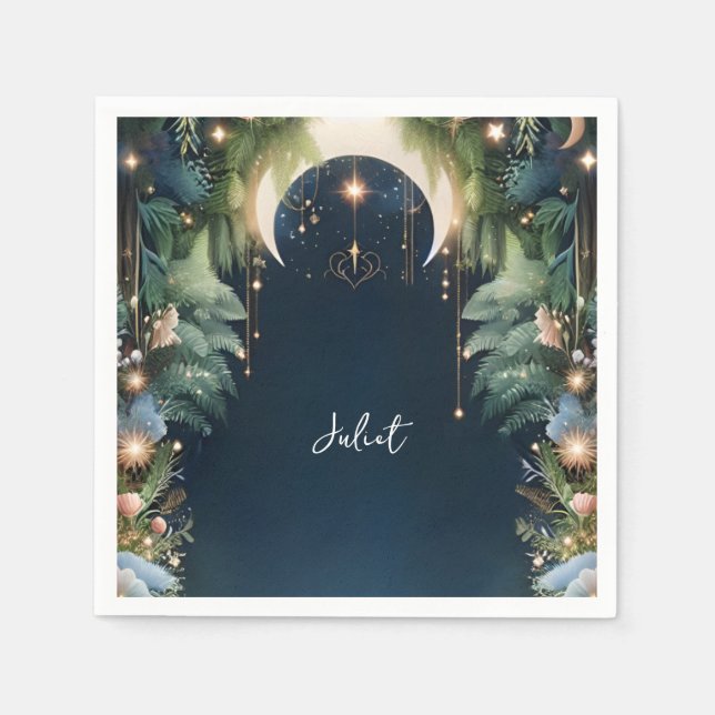 Magisk Dröm Mystiska Stjärnor Måne Bröllopsdusch Pappersservett (Framsidan)