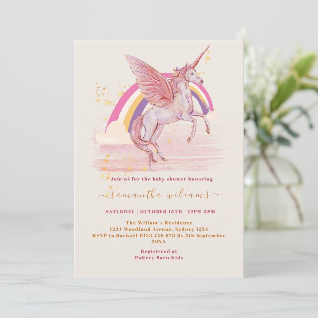Magisk Enhörning Baby Shower-fest Inbjudningar (Stående Fram)