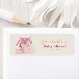 Magisk Enhörning Baby Shower-fest Returadress Etikett