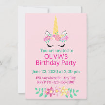 Magisk Enhörning Födelsedagsfest Inbjudan