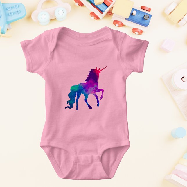 Magisk Enhörning Galax Abstrakt Blå Lila T Shirt (Magical Unicorn Galaxy Abstract Blue Purple Baby Bodysuit)