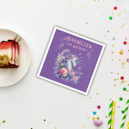 Magisk Enhörning Glitter Rosa Lila Flickfödelsedag Pappersservett